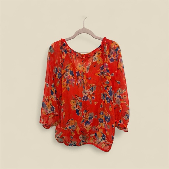 Cleo Red Floral Blouse - Picture 2 of 2